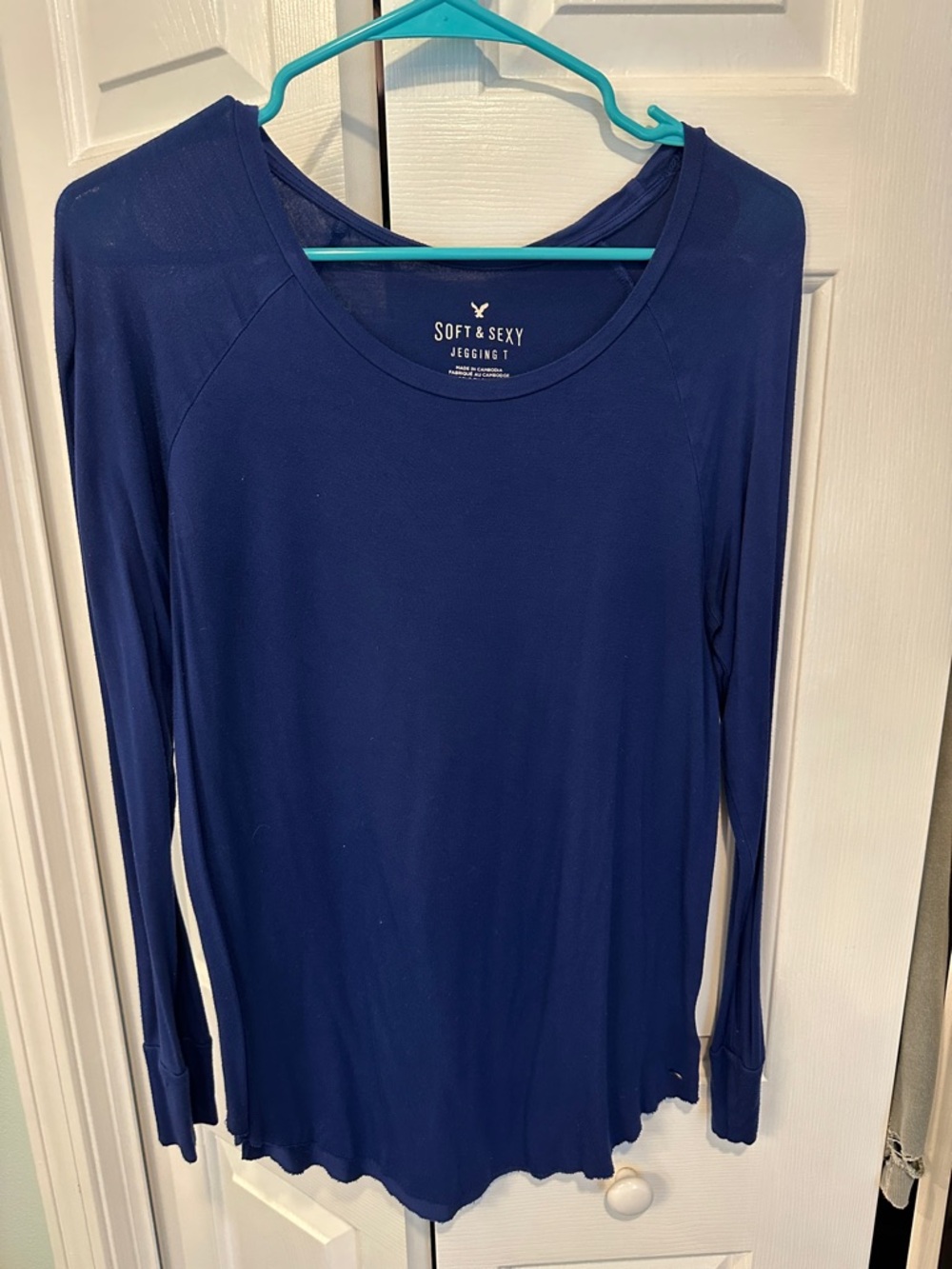 American Eagle Outfitters Navy Long-Sleeve Top